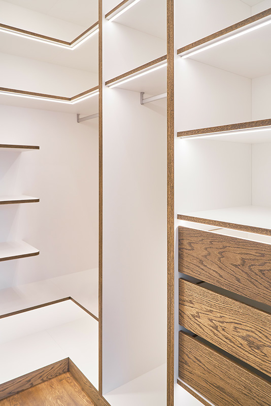 Elegant White Shelving with LED Lighting